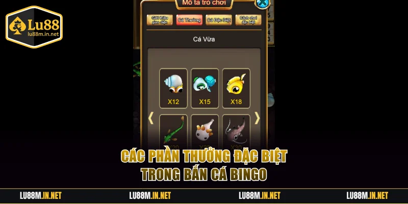 Các phần thưởng đặc biệt trong bắn cá Bingo